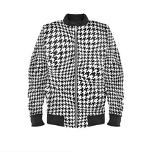 Load image into Gallery viewer, Distorted Houndstooth Curvy Cut Bomber
